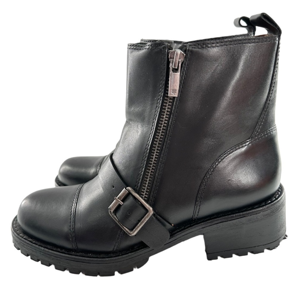 Lucky brand Ondalucia womens ankle booties size 7 37 leather moto biker boots - Picture 4 of 13